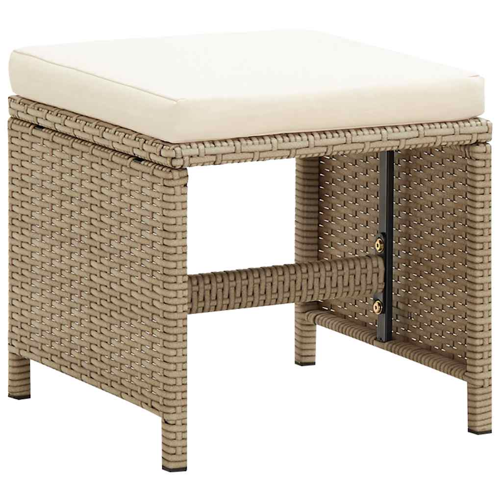 Havestole med skamler 2 stk. polyrattan beige - number 9.