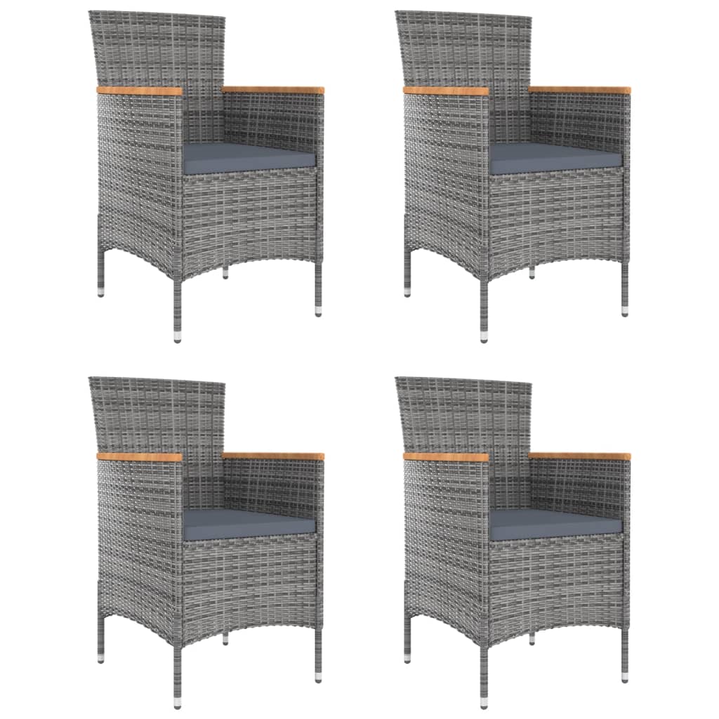 Havestole 4 stk. polyrattan grå - number 1.