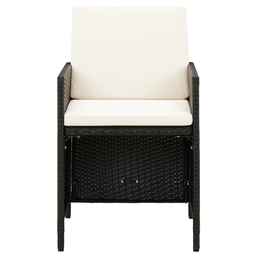 Vrtna stolica s dijelovima taburea poliratan crno - crno bijelo, 4 - number 3.