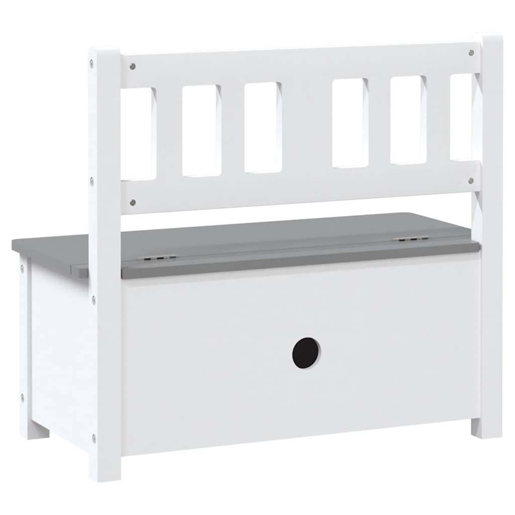 Opbevaringsbænk til børn 60x30x55 cm mdf - hvid og grå - number 6.