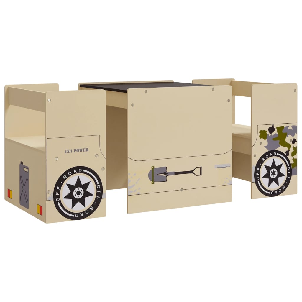 Bord- og stolesæt til børn 3 dele offroad bildesign mdf - number 2.