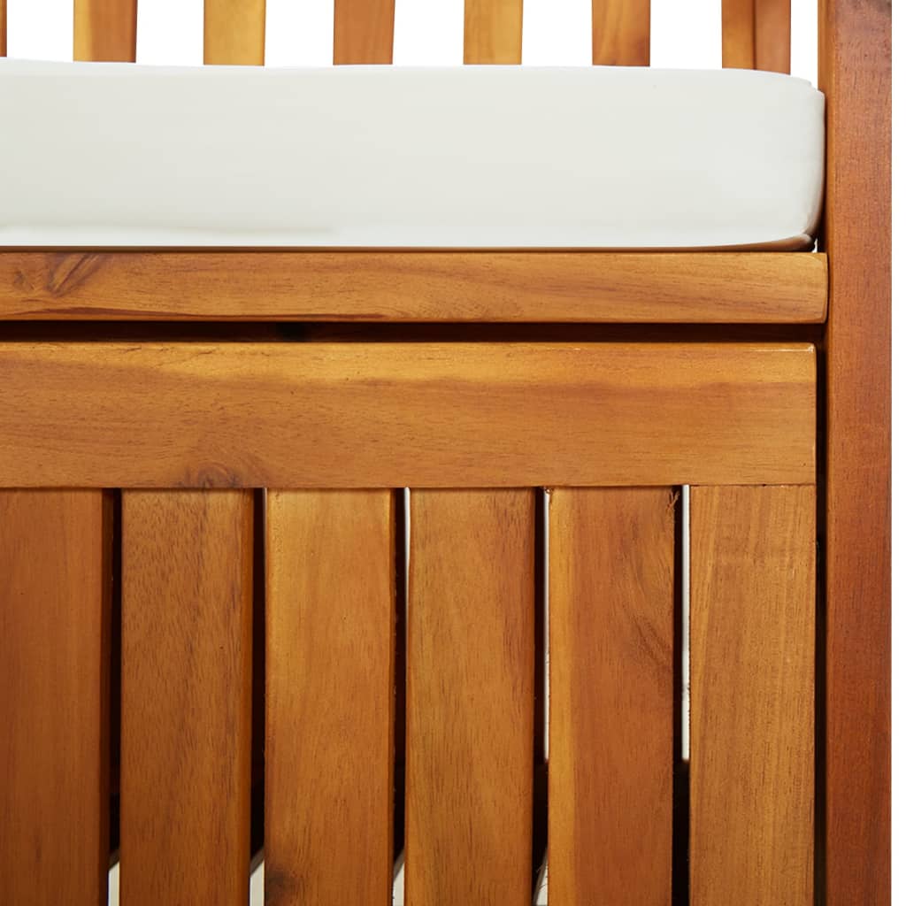 Klupa za odlaganje s jastukom 170 cm puno bagremovo drvo - smeđa i bijela, 170 x 63 x 84 cm, 1 - number 6.