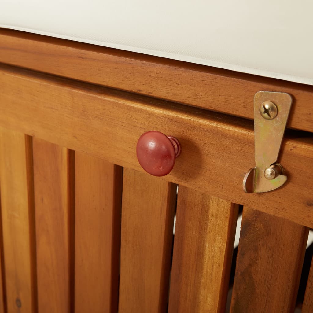 Klupa za odlaganje s jastukom 170 cm puno bagremovo drvo - smeđa i bijela, 170 x 63 x 84 cm, 1 - number 7.