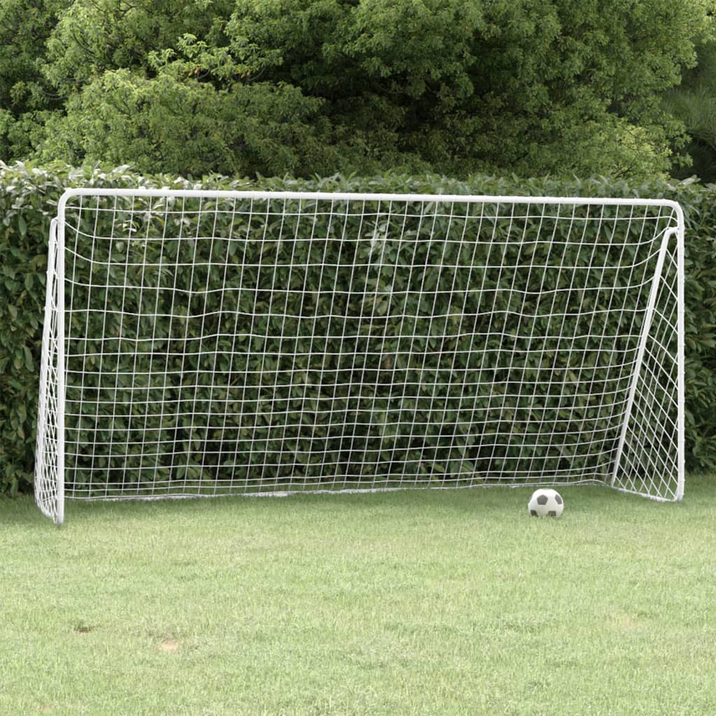 Fodboldmål med net 366x122x182 cm stål hvid - number 1.