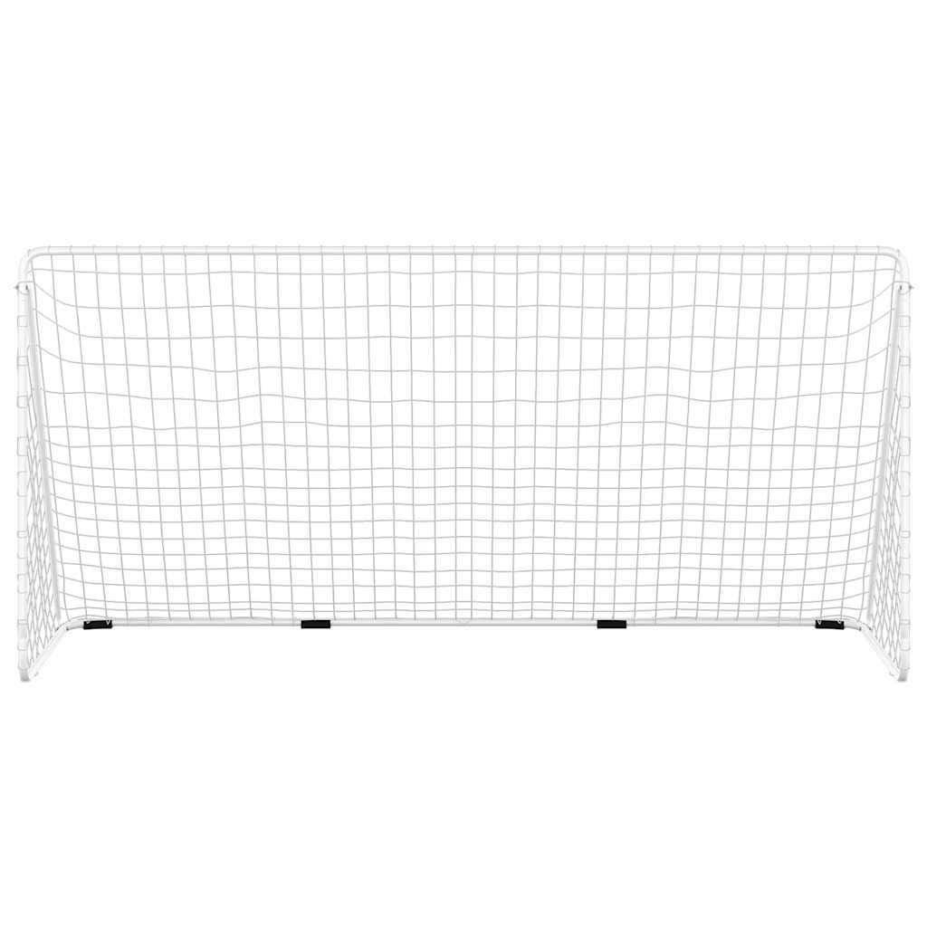 Fodboldmål med net 366x122x182 cm stål hvid - number 3.