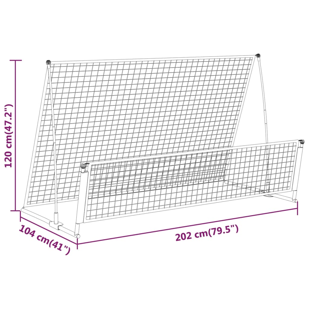 2-i-1 fodbold-rebounder 202x104x120 cm stål - number 6.
