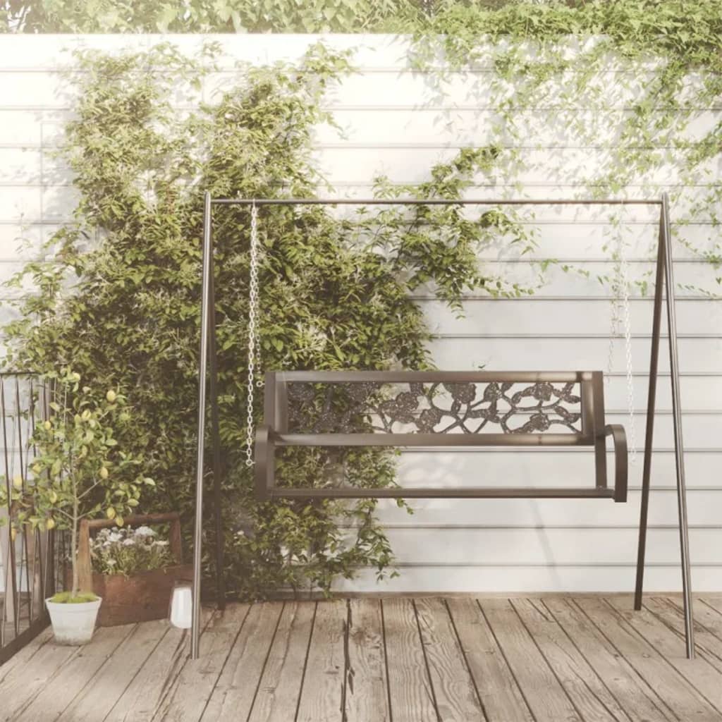 Bujana sofa do ogrodu 125 cm stal i plastik czarny - number 3.