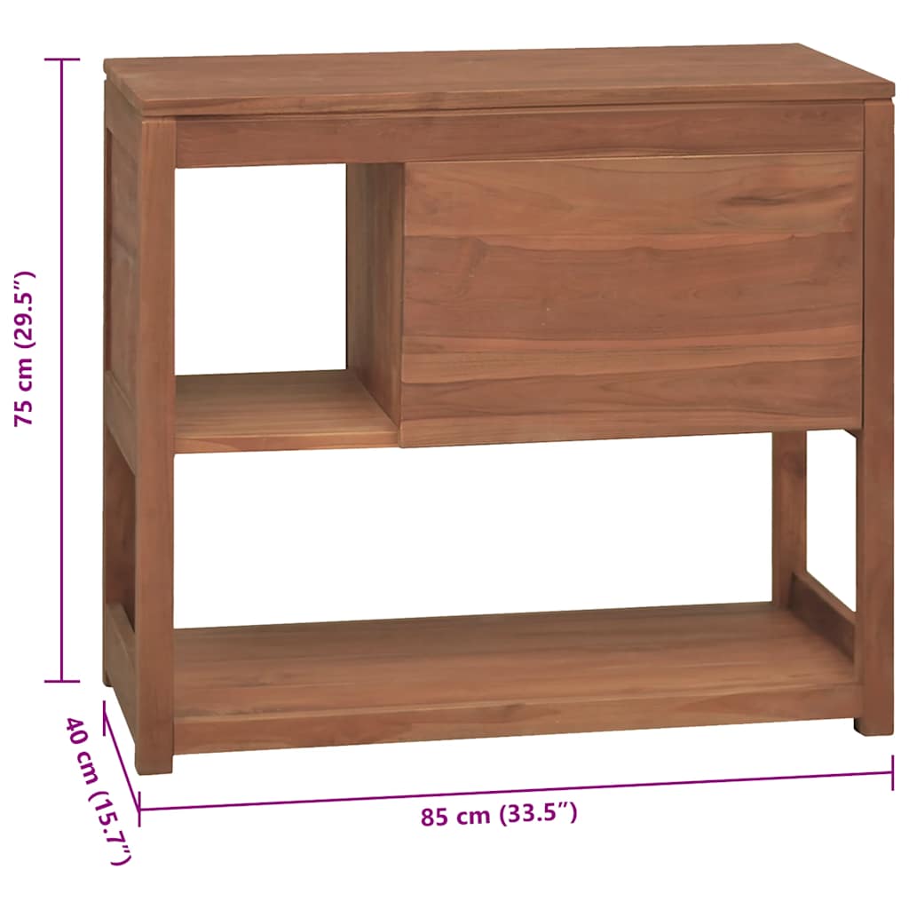 Badeværelsesskab 85x40x75 cm massivt teaktræ - number 8.