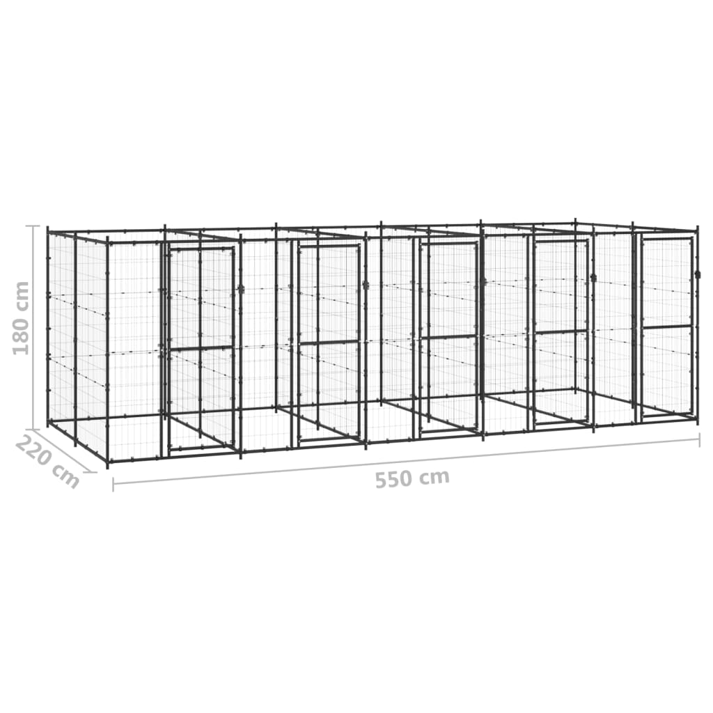 Cage pour chien d'extérieur 12,1 m² acier - noir, 550 x 220 x 180 cm, 1, non - number 6.
