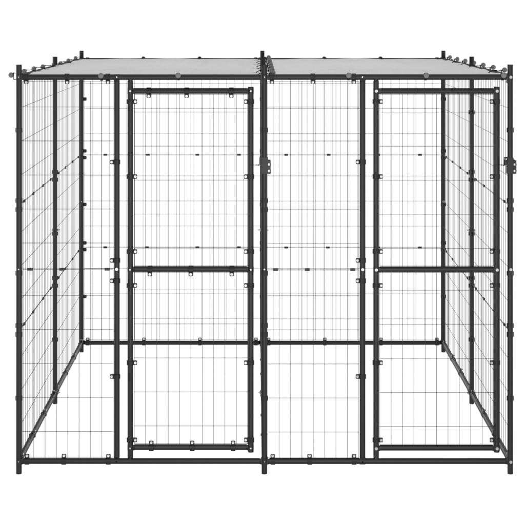 Cage pour chien d'extérieur avec toit 4,84 m² acier - noir et argent, 220 x 220 x 180 cm, 1, oui - number 2.