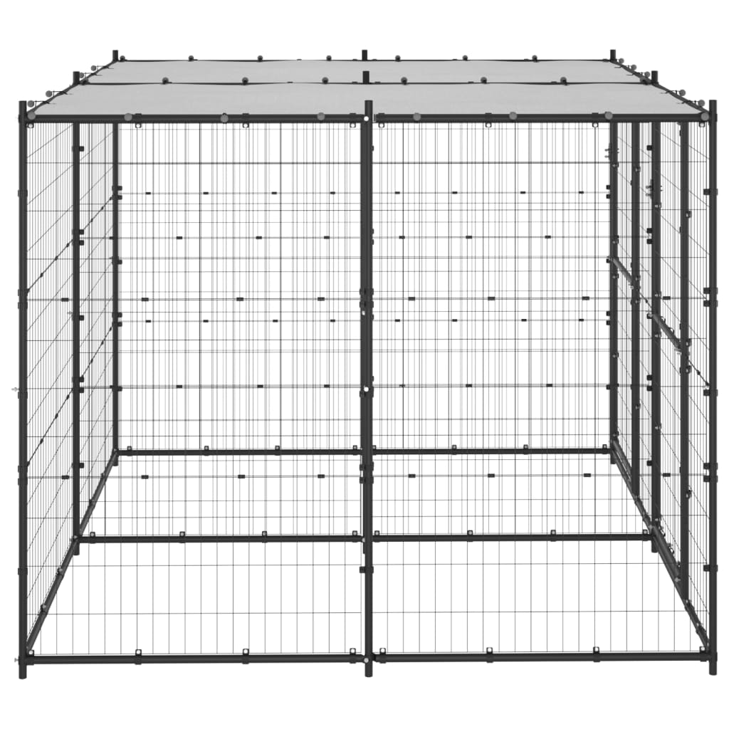 Cage pour chien d'extérieur avec toit 4,84 m² acier - noir et argent, 220 x 220 x 180 cm, 1, oui - number 3.