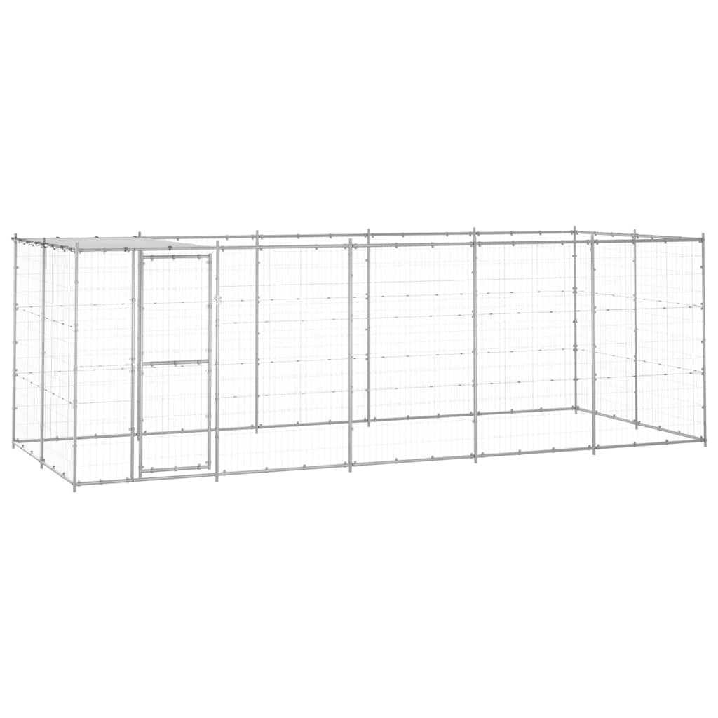 Cage pour chien d'extérieur avec toit 12,1 m² acier galvanisé - argent, 550 x 220 x 180 cm, 1, oui - number 1.