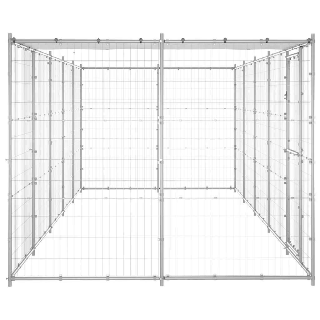 Cage pour chien d'extérieur avec toit 12,1 m² acier galvanisé - argent, 550 x 220 x 180 cm, 1, oui - number 4.