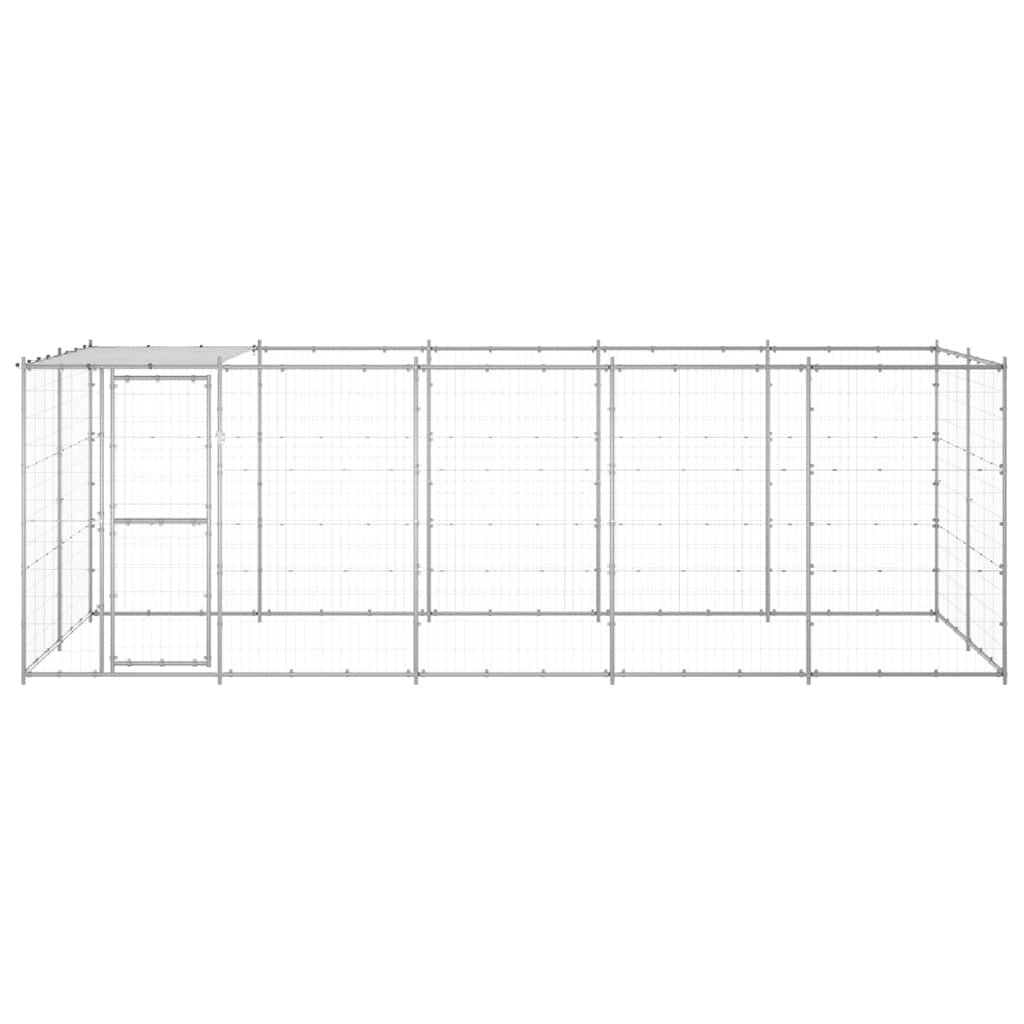 Cage pour chien d'extérieur avec toit 12,1 m² acier galvanisé - argent, 550 x 220 x 180 cm, 1, oui - number 3.