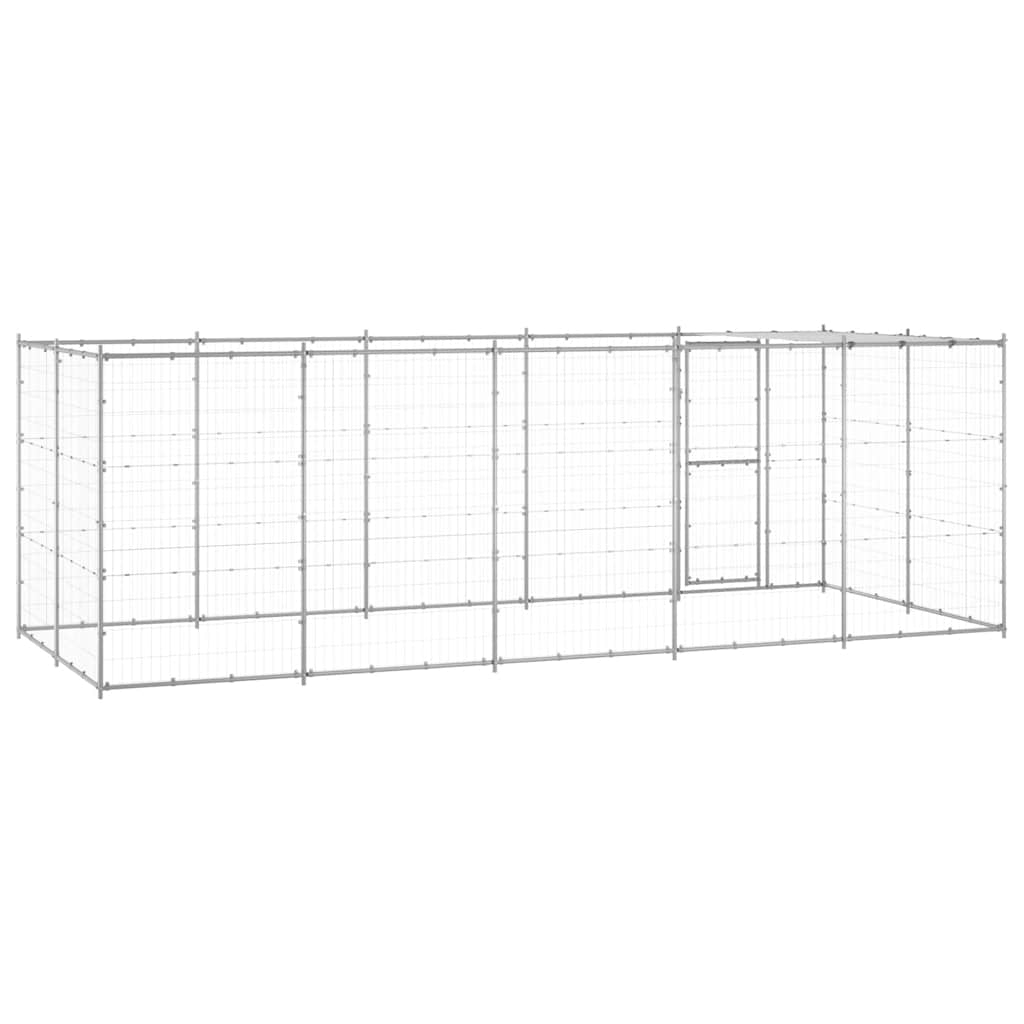 Cage pour chien d'extérieur avec toit 12,1 m² acier galvanisé - argent, 550 x 220 x 180 cm, 1, oui - number 5.