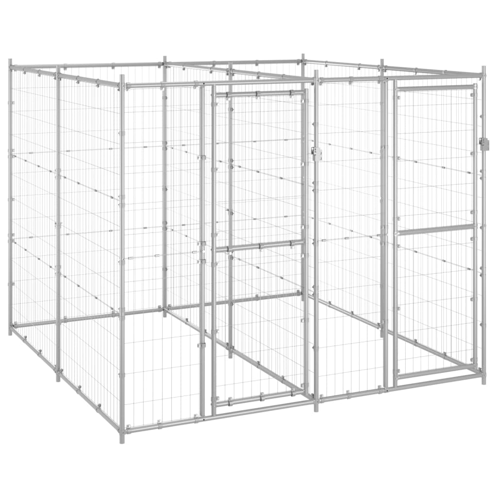 Cage pour chien d'extérieur 4,84 m² acier galvanisé - argent, 220 x 220 x 180 cm, 1, non - number 1.