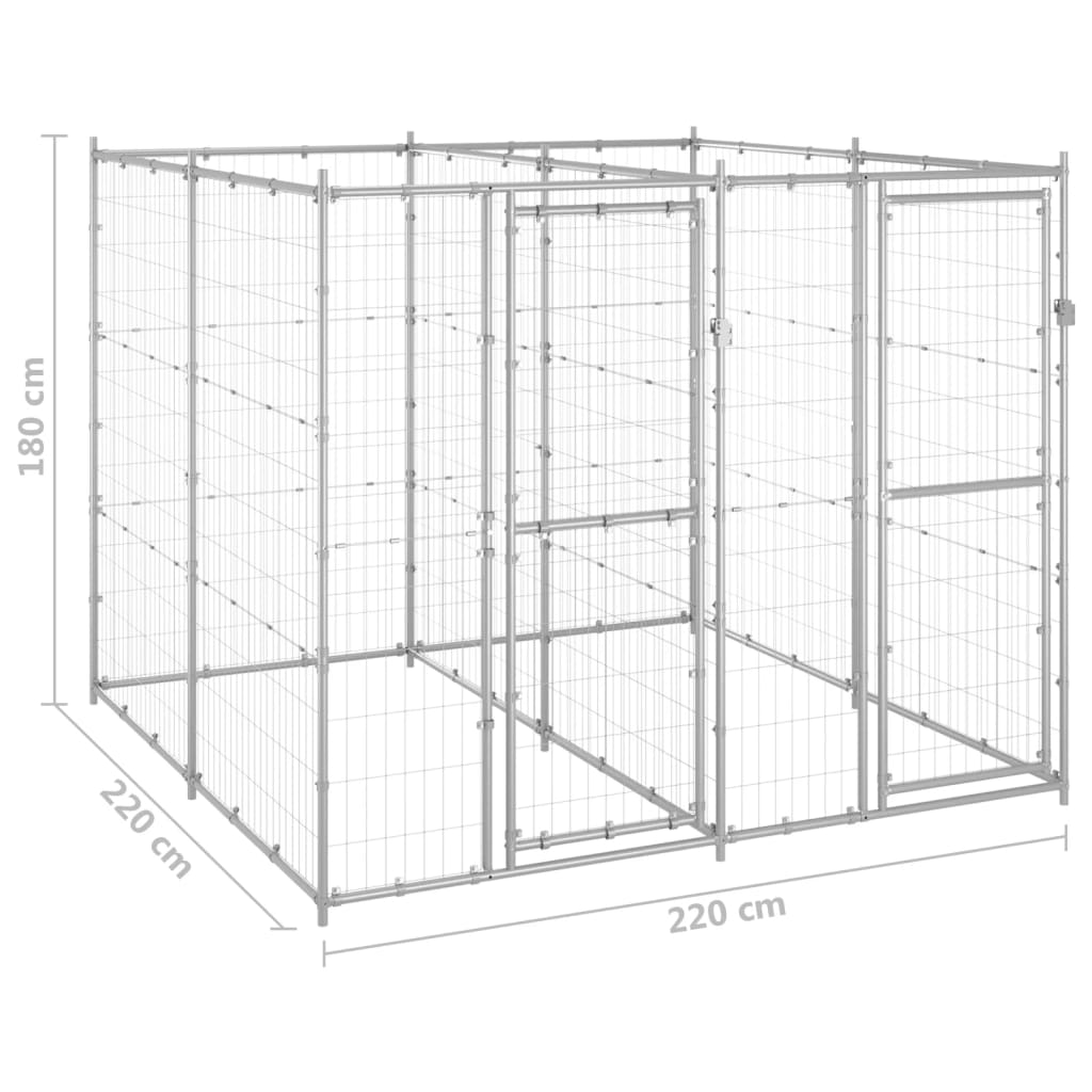 Cage pour chien d'extérieur 4,84 m² acier galvanisé - argent, 220 x 220 x 180 cm, 1, non - number 6.