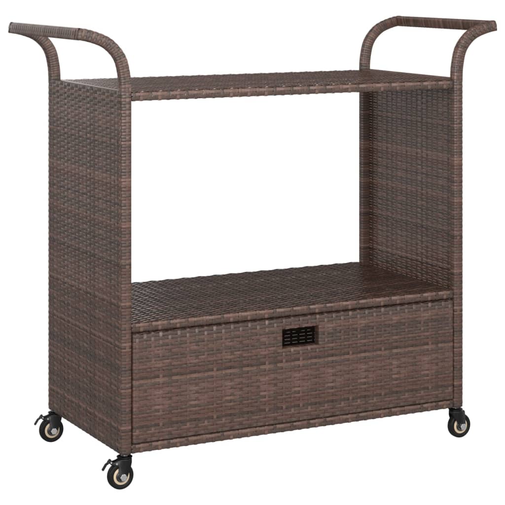 Barvogn med skuffe 100x45x97 cm polyrattan - brun - number 2.