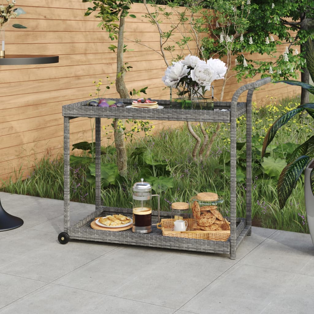 Barvogn 100x45x83 cm polyrattan - grå - number 1.