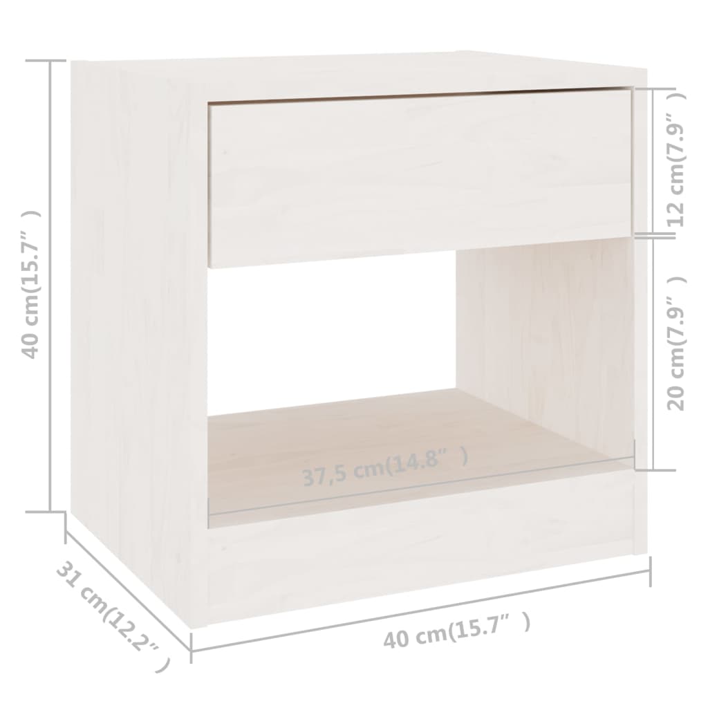 Comodini pz. 40x31x40 cm pino massello - bianco, 2 - number 9.