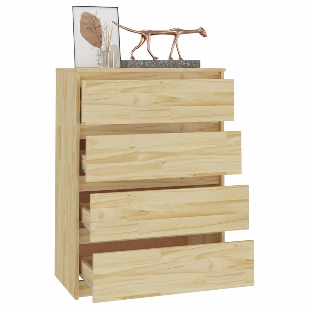 Kommode 60x36x84 cm massivt fyrretræ - naturfarvet, 1 - number 6.