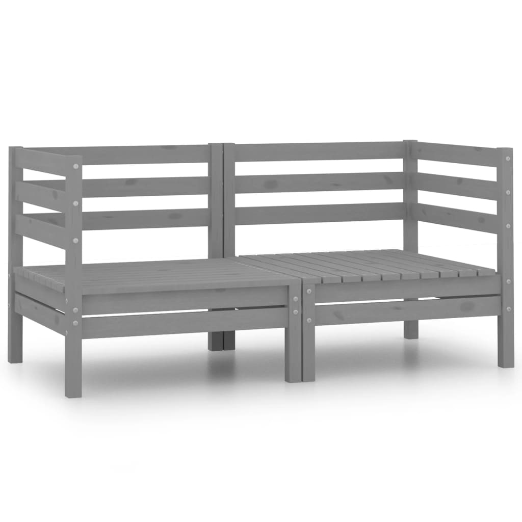 2-personers havesofa massivt fyrretræ grå - number 2.