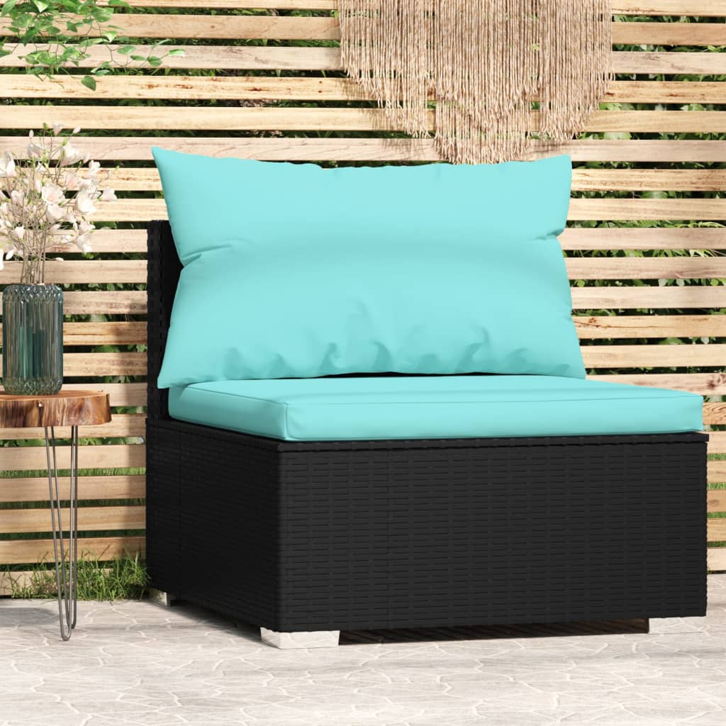 Midtermodul til modulsofa med hynder polyrattan sort - number 1.