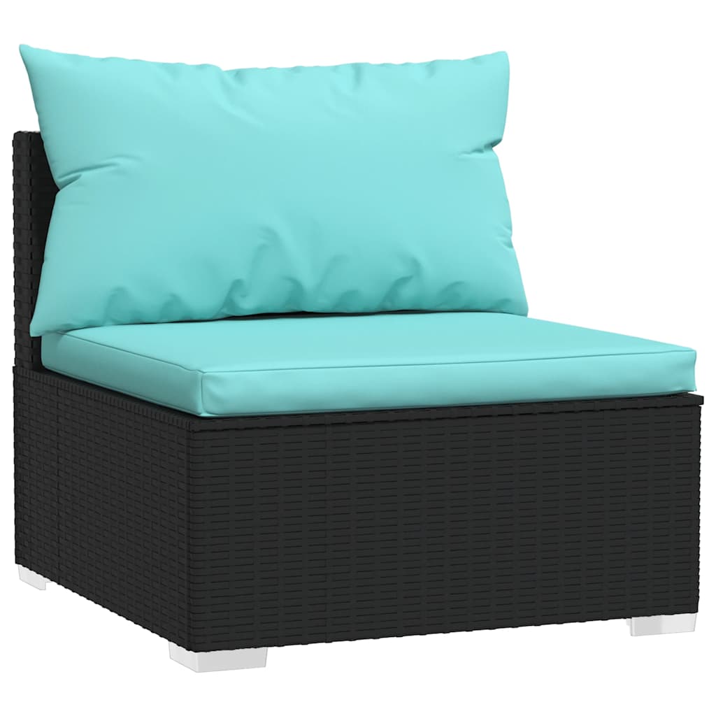 Midtermodul til modulsofa med hynder polyrattan sort - number 2.
