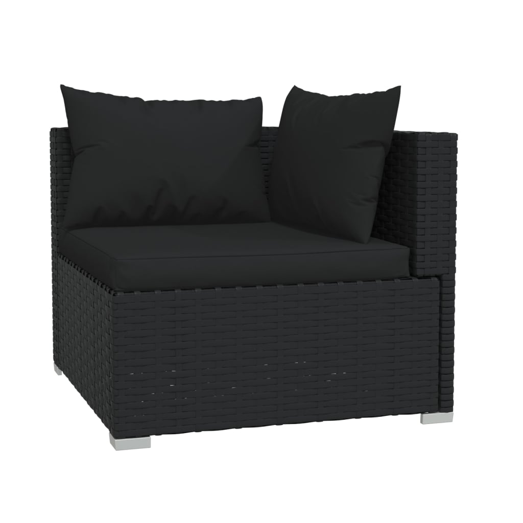 2-personers sofa med hynder polyrattan - sort, 1, 2-sædet, x - number 5.