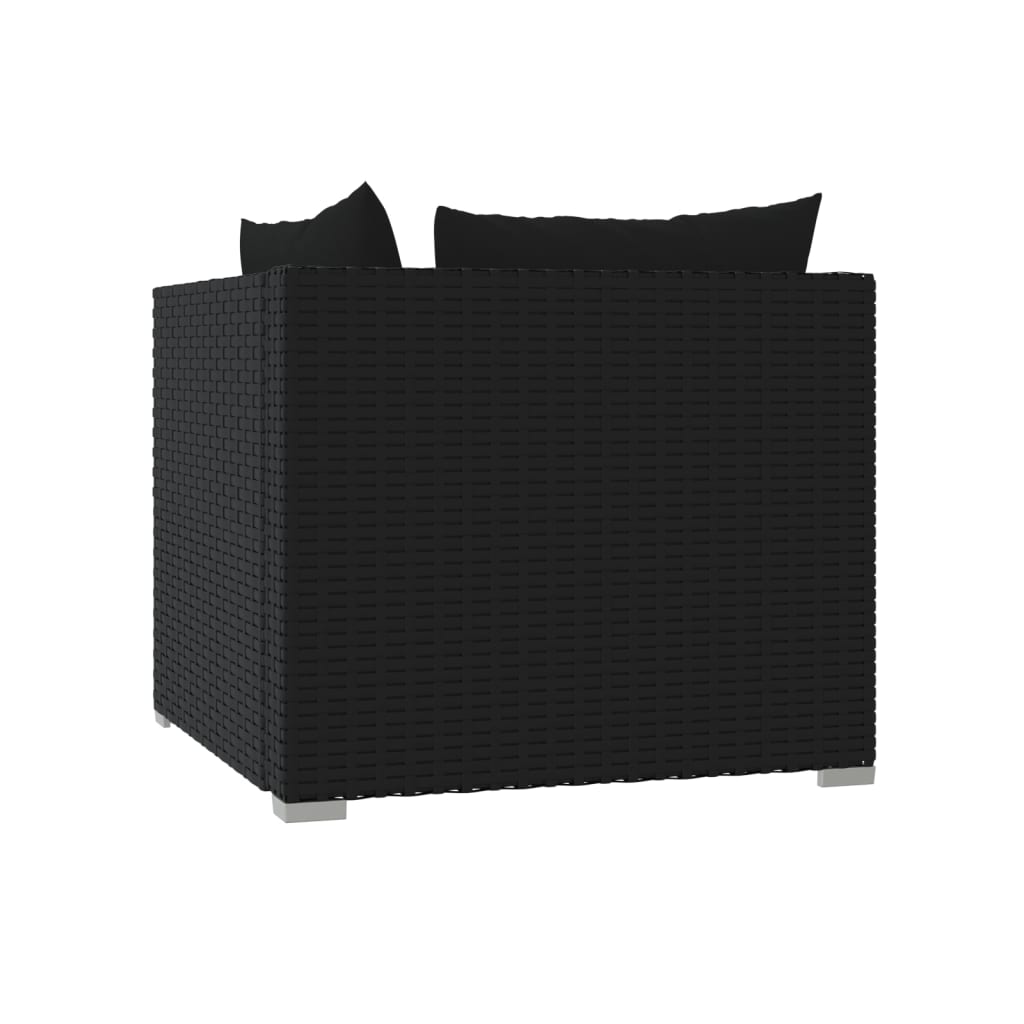 2-personers sofa med hynder polyrattan - sort, 1, 2-sædet, x - number 7.