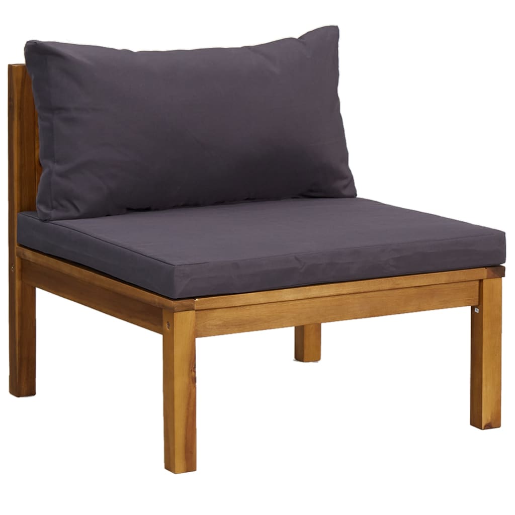 Set da giardino 9 pezzi con cuscino in legno massello di acacia - grigio scuro, 4x parte angolare + 4x parte centrale + tavolo, 1 - number 4.