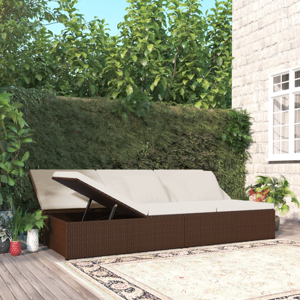 Fleksibel soleng med hynder polyrattan - brun - number 1.