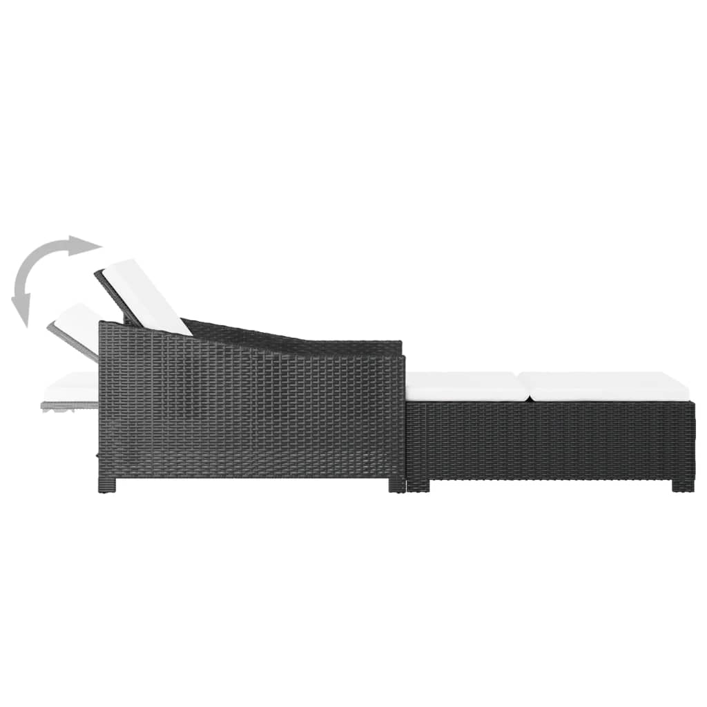 Liggestol med cremefarvet hynde polyrattan sort - number 6.