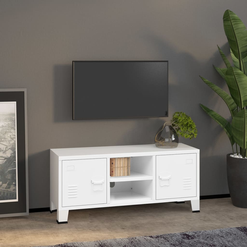 Industrielt tv-skab 105x35x42 cm hvid - number 1.