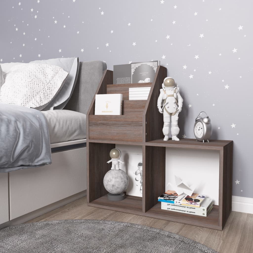 Magasinreol 71x30x78,5 cm konstrueret træ - grå og sonoma-eg, 1 - number 1.