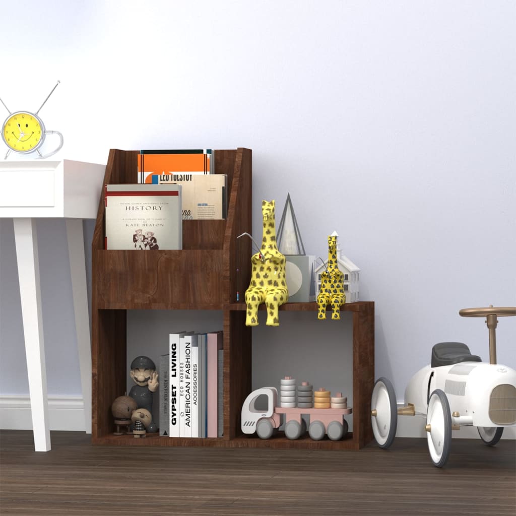 Magasinholder til børn 71x30x78,5 cm konstrueret træ brunt eg - number 1.