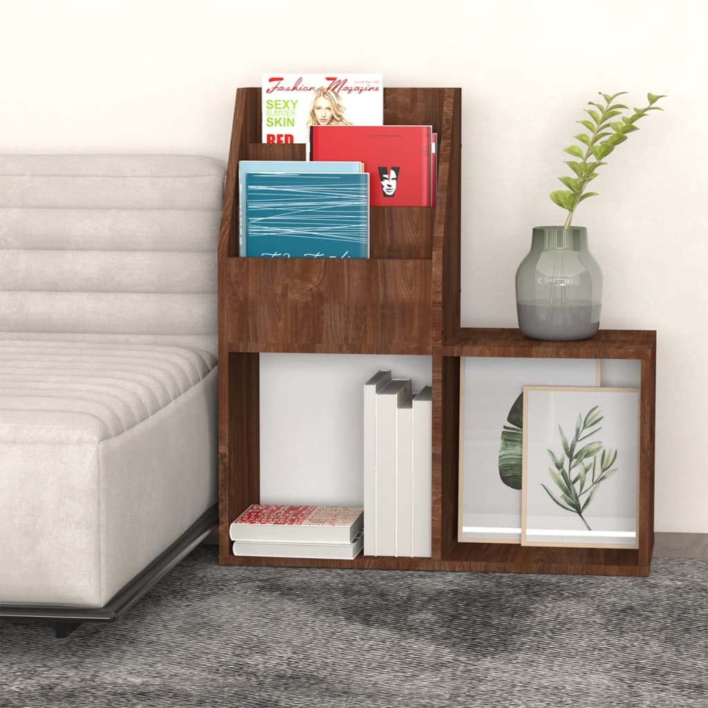 Magasinholder til børn 71x30x78,5 cm konstrueret træ brunt eg - number 3.