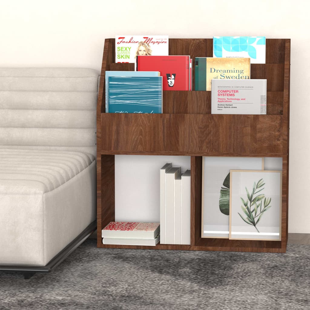 Magasinholder til børn 71x30x78,5 cm konstrueret træ brunt eg - number 3.