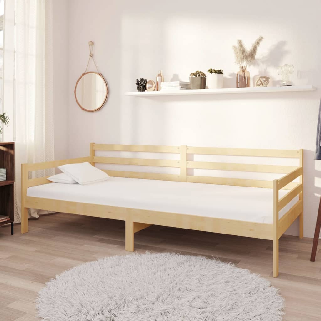 Daybed med madras 90x200 cm massivt fyrretræ - brun - number 1.