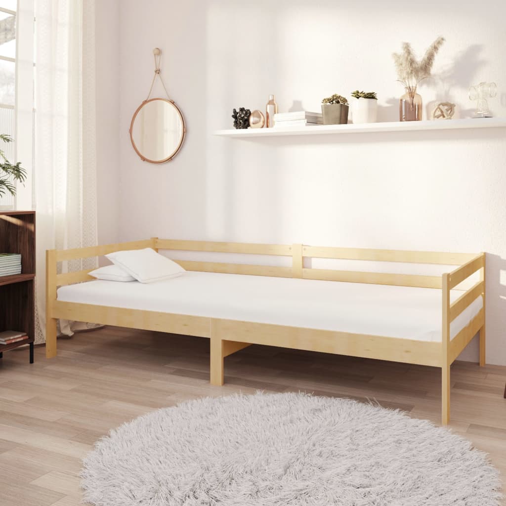 Daybed med madras 90x200 cm massivt fyrretræ - brun - number 1.