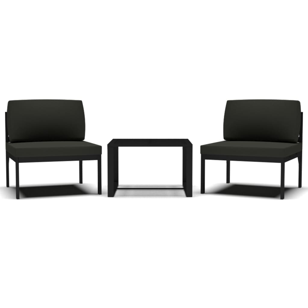 Utendørs sofasett med puter 3 deler aluminium antrasittgrå - number 2.