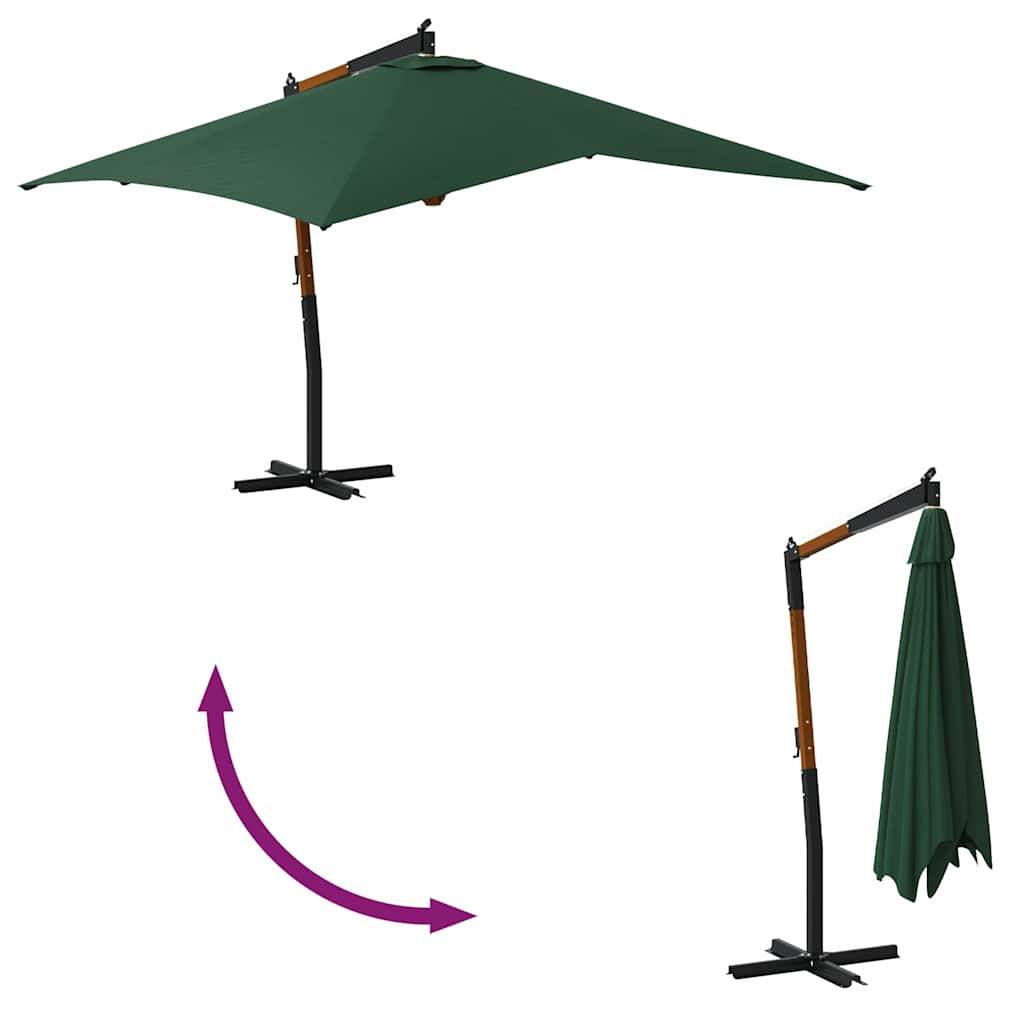 Hanging parasol with wooden pole 400x300 cm green - number 8.