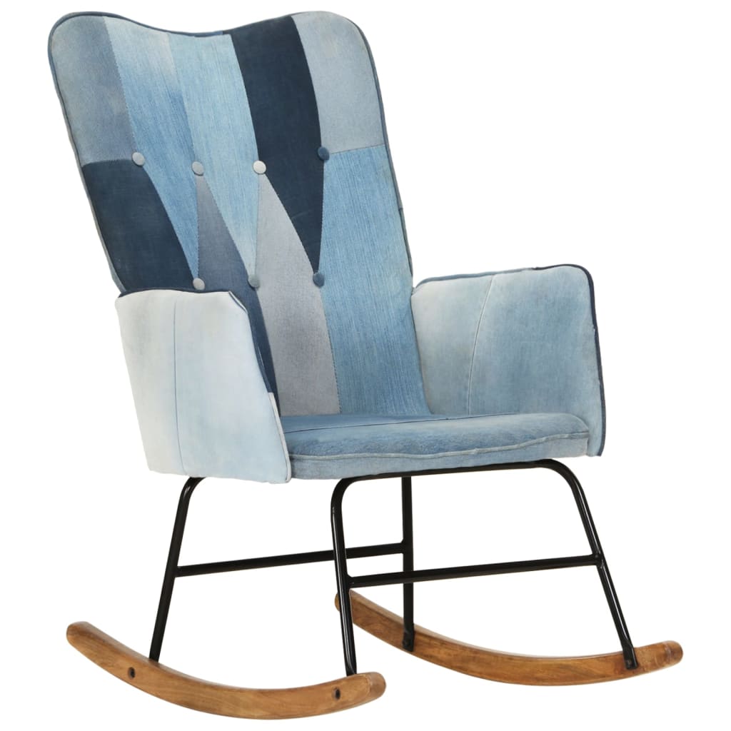 Gyngestol lærred denim-patchwork blå - number 12.