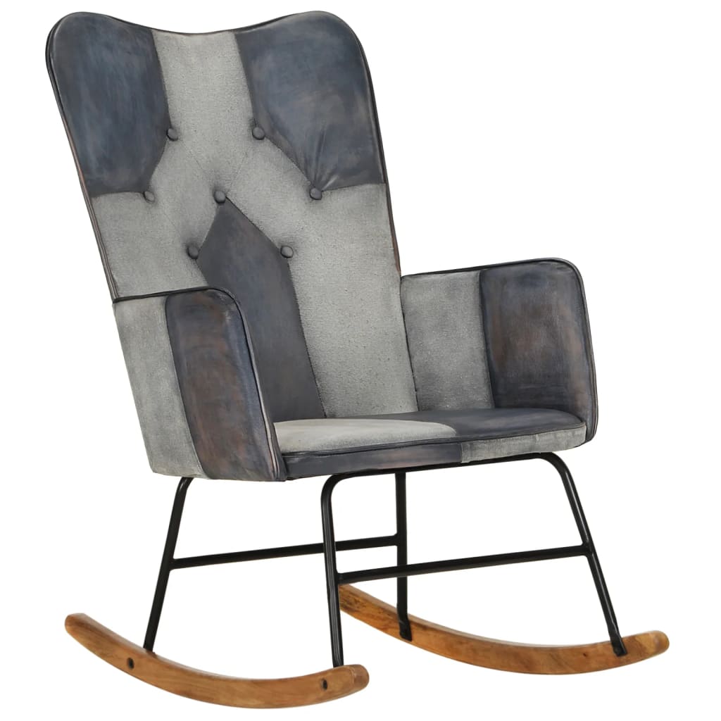 Gyngestol og lerret - grå, 1, ekte skinn og lerret - number 12.