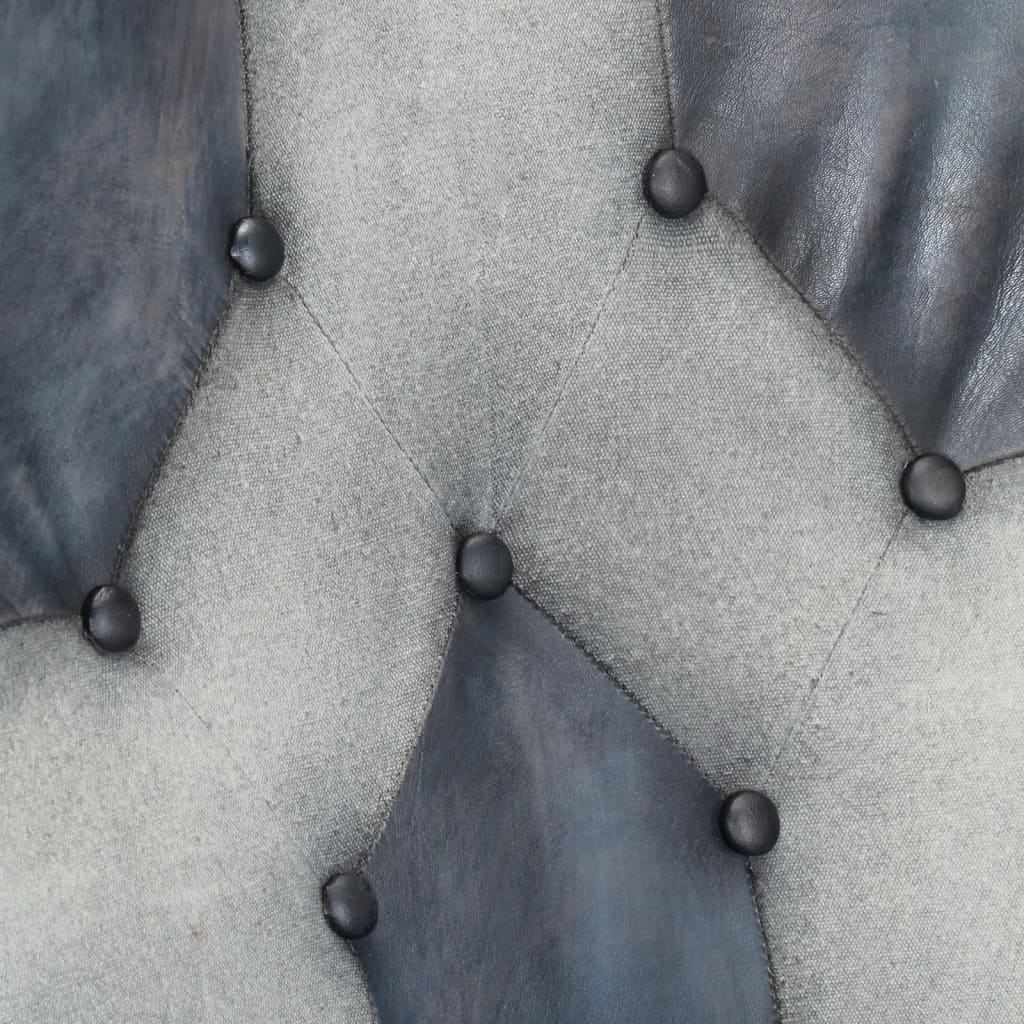 Fotel z podnóżkiem skóra naturalna i płótno - szary, 1, skóra naturalna i płótno - number 7.