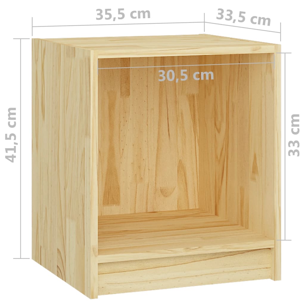 Sengebord 35,5x33,5x41,5 cm massivt fyrretræ - naturfarvet, 1 - number 7.