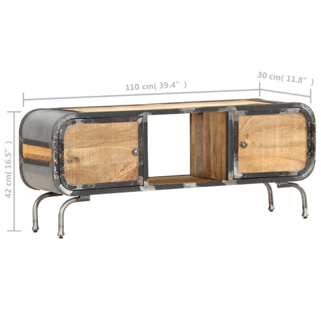 Tv-bord 110x30x42 cm massivt mangotræ - number 9.