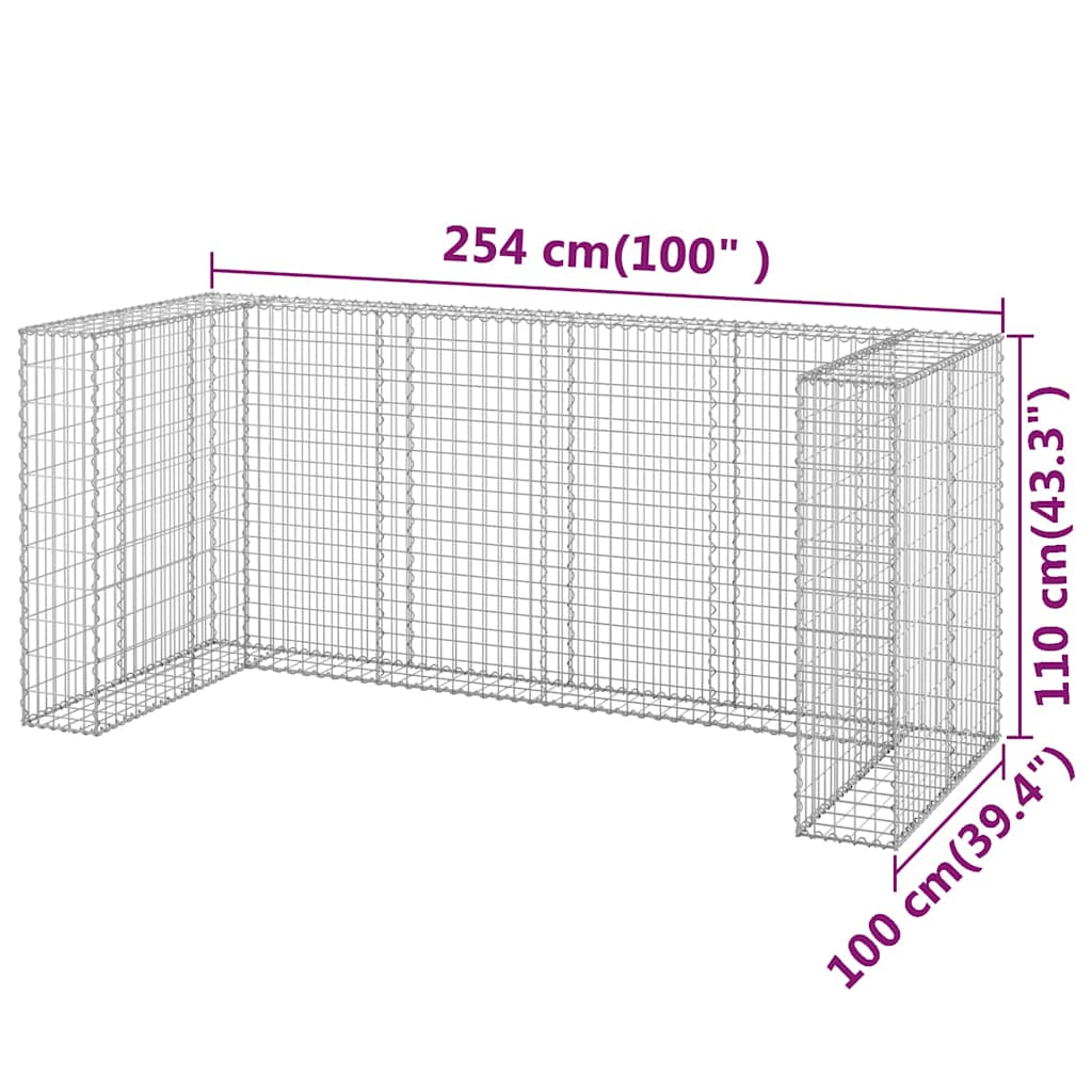 Mur de gabion pour poubelle 254x100x110 cm acier galvanisé - number 8.