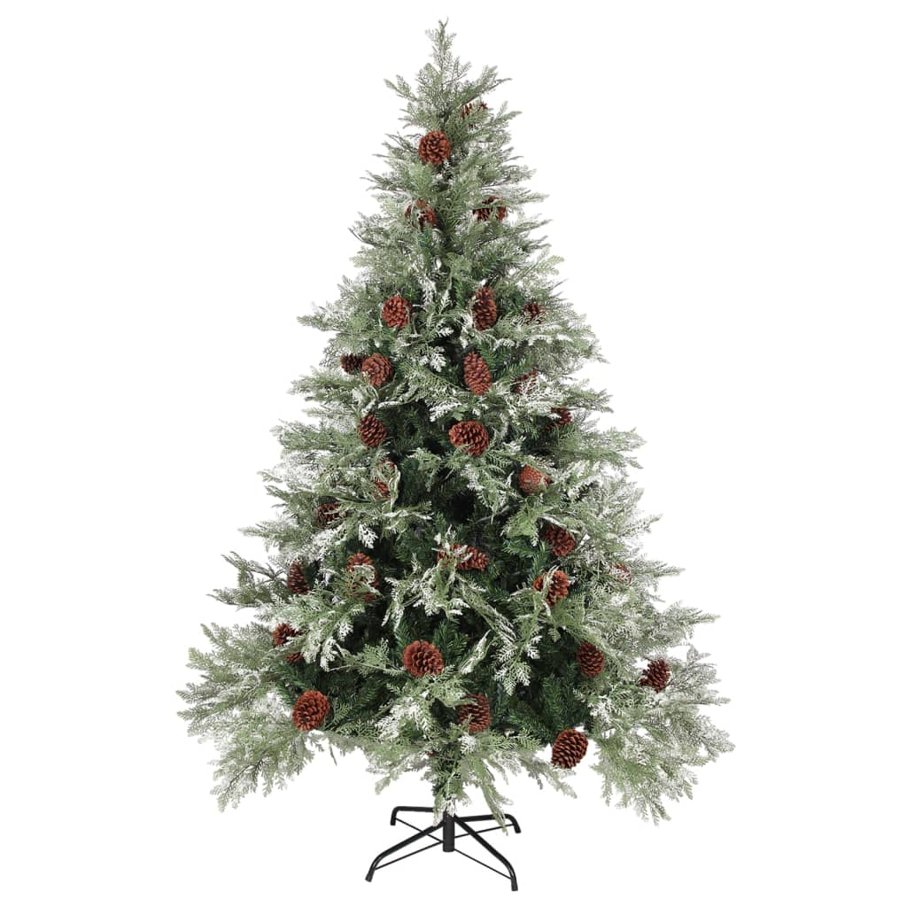 Sapin de noël avec pommes de pin et lumières pvc et pe 150 cm vert et blanc - 150 x 90 cm, 1 - number 2.