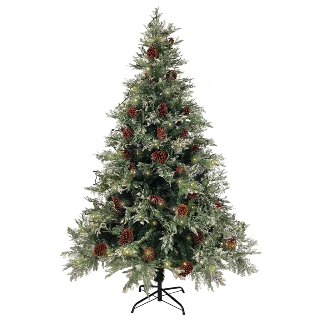 Sapin de noël avec pommes de pin et lumières pvc et pe 150 cm vert et blanc - 150 x 90 cm, 1 - number 3.